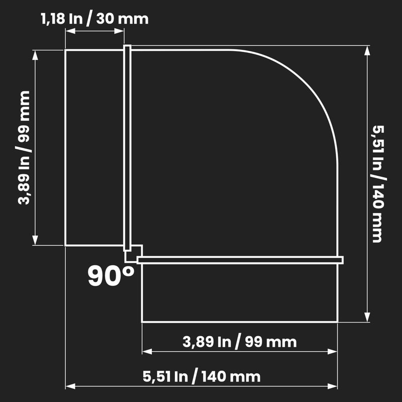 REPA MARKET 4 Inch Ducting Pipe 90 Degree Elbow Hose Ventilation Round Tube Bend Connector 4"" - Image 2